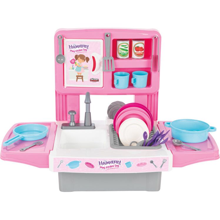 Hamarat speelgoedkeuken met waterkraan roze 39-delig