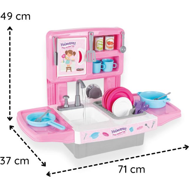 Hamarat speelgoedkeuken met waterkraan roze 39-delig