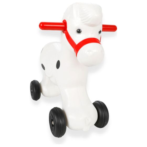 Muziekaal hobbel- en looppaard wit rood