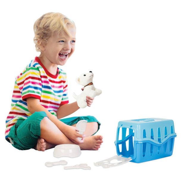 Knuffelhondje met Verzorgingsset - incl. knuffelhondje Reismand Blauw