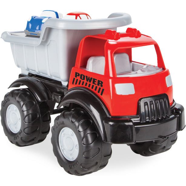 Powervrachtwagen met autootjes rood zilver 3-delig