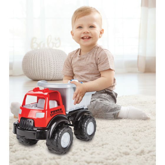 Powervrachtwagen met autootjes rood zilver 3-delig