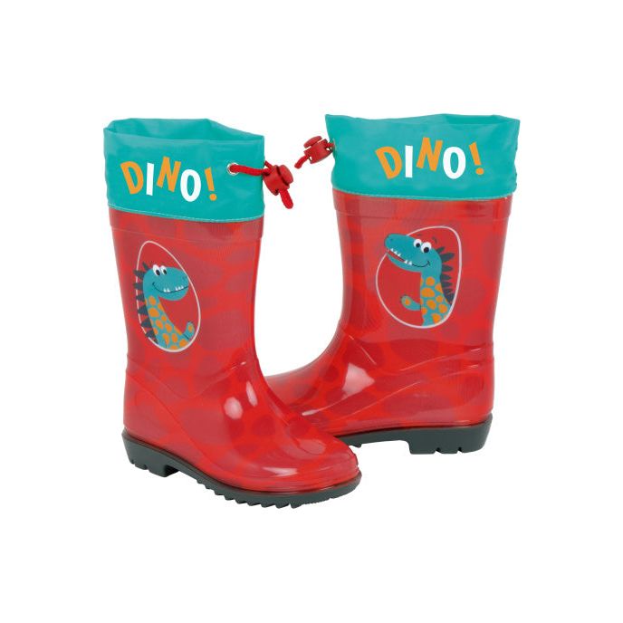 Regenlaarzen Dino PVC Textiel Rood Turquoise maat 22