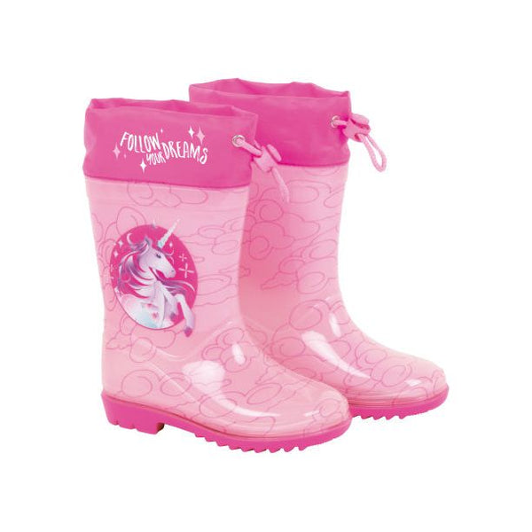 regenlaarzen Unicorn meisjes PVC textiel lichtroze roze maat 24