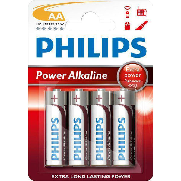 Philips power alcaline aa lr6 penlite sur carte