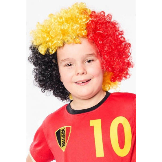 Tricolore Belgium WK supporterspruik zwart geel rood
