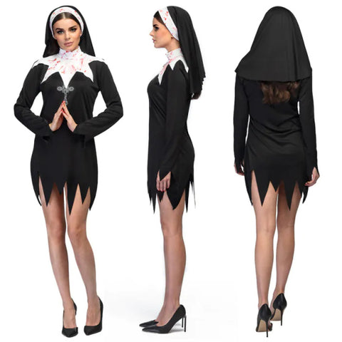 Bloody Nun Kostuum Dames Zwart Wit maat 40 42