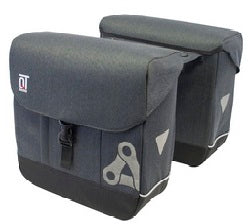 Qt cycle tech classic finesse dubbele fietstas grijs riempjes 2x16,5 l
