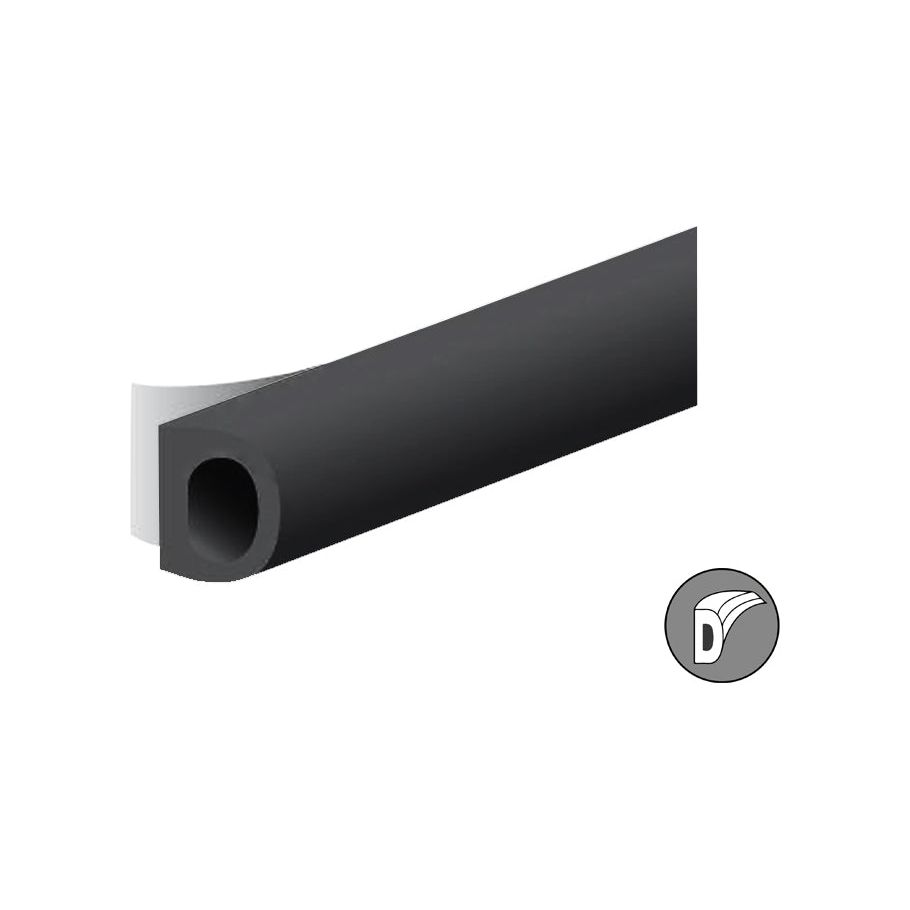 Ellen Tochtband D-profiel Zwart 8x6mm 7,5m
