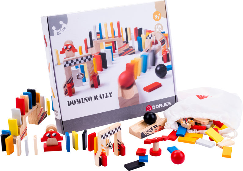 Rally Dominostenen Houten Speelset 115-delig