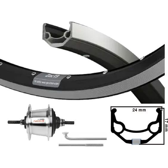 Kgs Achterwiel 28 inch etrto 622 zac19 zwart nexus 7 rollerbrake