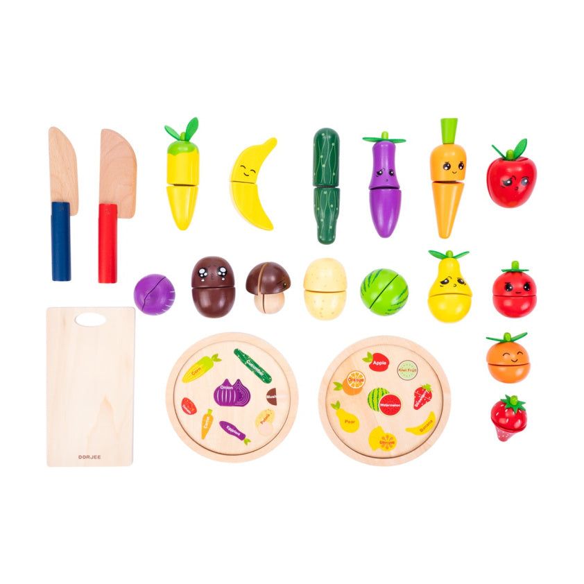 Speelgoed snijset hout Groente en Fruit