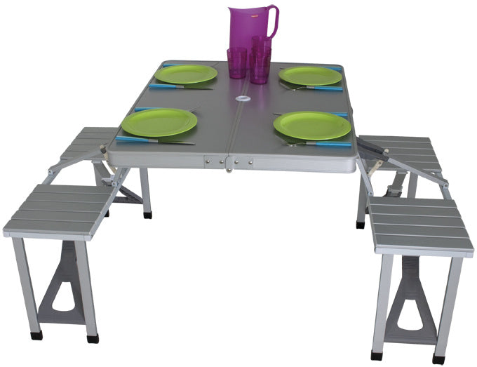 campingtafel Limoux 86 x 68 cm aluminium grijs