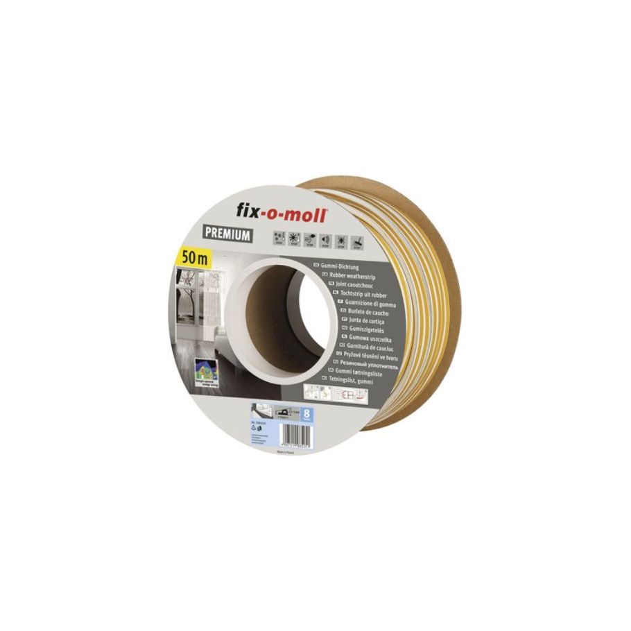 Fix-o-moll Tochtband P profiel 50 m x 9 mm 2.5-5 mm wit