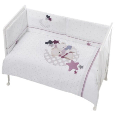 Bedtextielset Maan 70 x 140 Katoen 3-Delig Wit roze