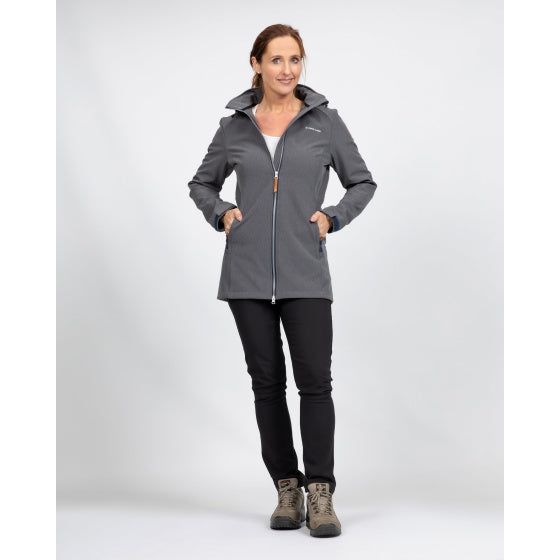 Kya softshell parka dames donkergrijs maat XL