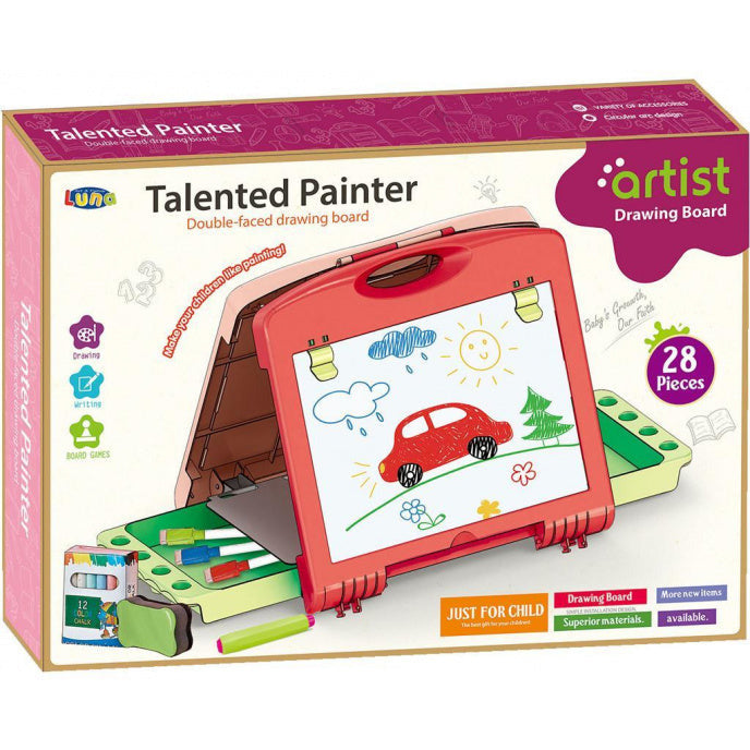 tekenbord junior 54,5 x 32 x 33,5 cm 40-delig rood roze