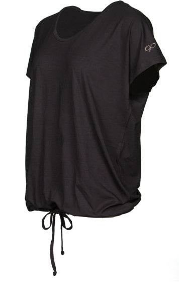 Loose fit sportshirt ronde hals dames zwart maat M