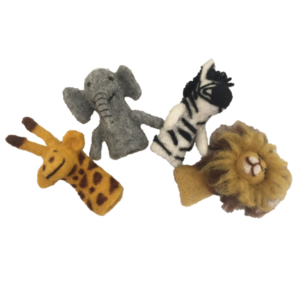 Papoose Toys Papoose Toys African Animal Finger Puppets 4pc