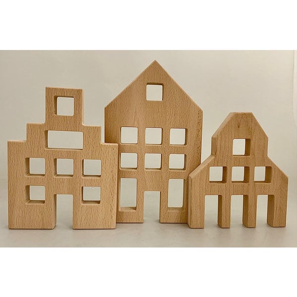 Papoose Toys Papoose Toys Nederlandse Houten Huizen 3-delig