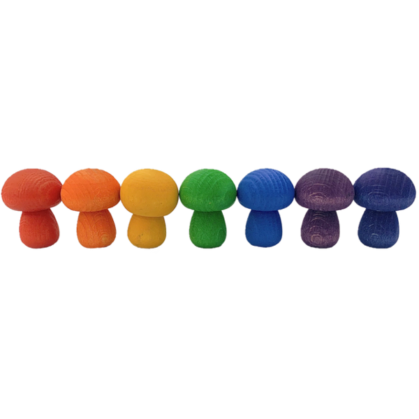 Papoose Toys Papoose Toys Mini Regenboog Paddenstoel 7-delig