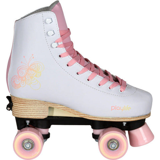Klassieke verstelbare rolschaatsen junior wit roze maat 39 42