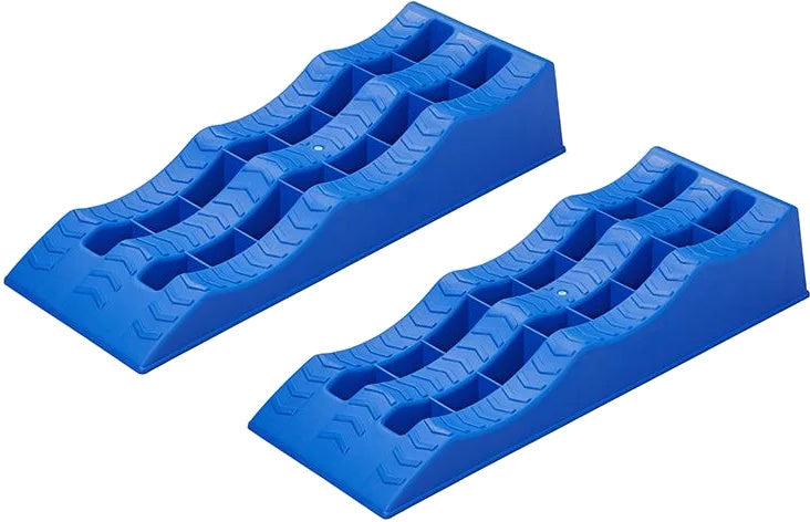 oprijblokken met 3 niveaus: 4,7 en 10 cm blauw 2 stuks