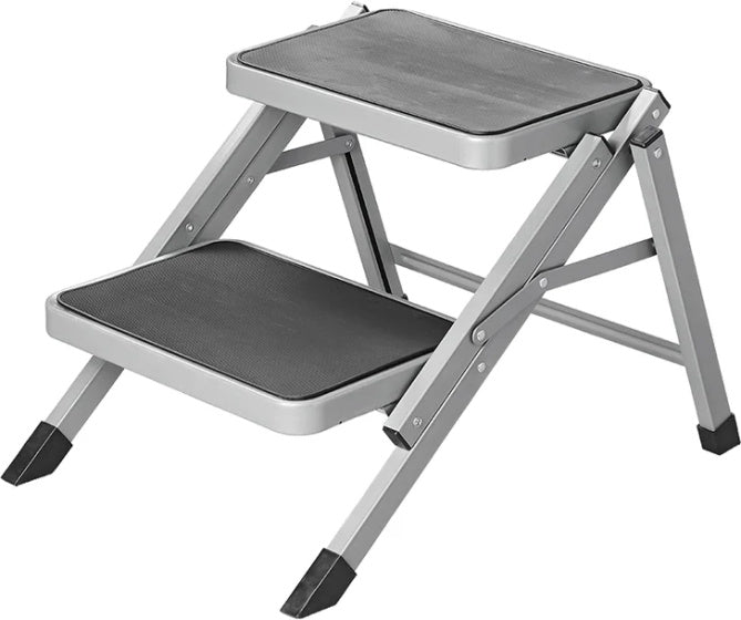 opstapje vouwbaar 2 treden 59,5 x 49 x 39 cm grijs