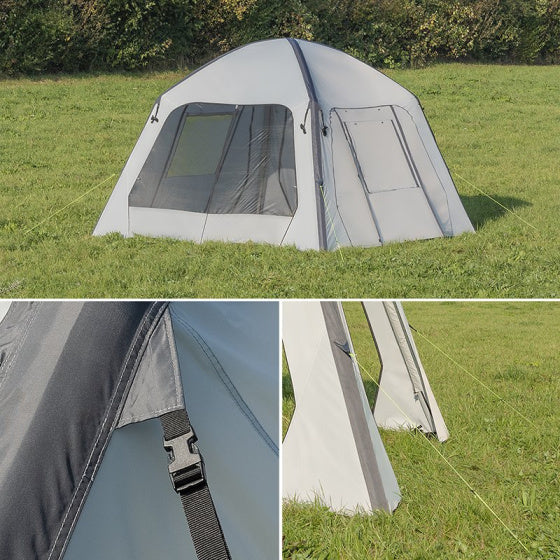partytent opblaasbaar 365 x 365 cm lichtgrijs