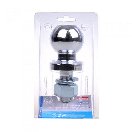 trekhaakkogel 50 mm recht M22 in blister zilver