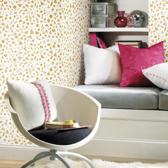 Peel and Stick Disney Icons Behang 503 cm Vinyl Goud