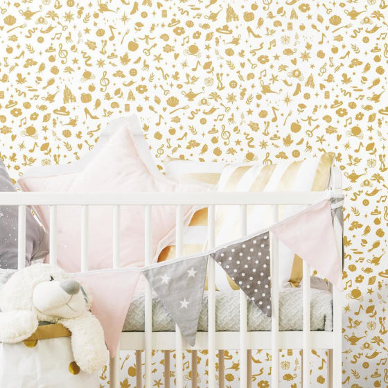 Peel and Stick Disney Icons Behang 503 cm Vinyl Goud