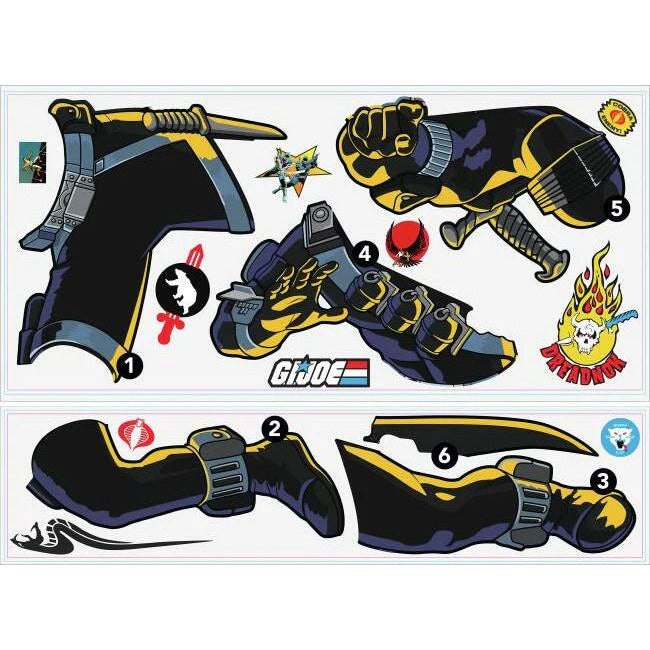 GI Joe Retro Snake Eyes Muursticker 93 cm 16-Delig