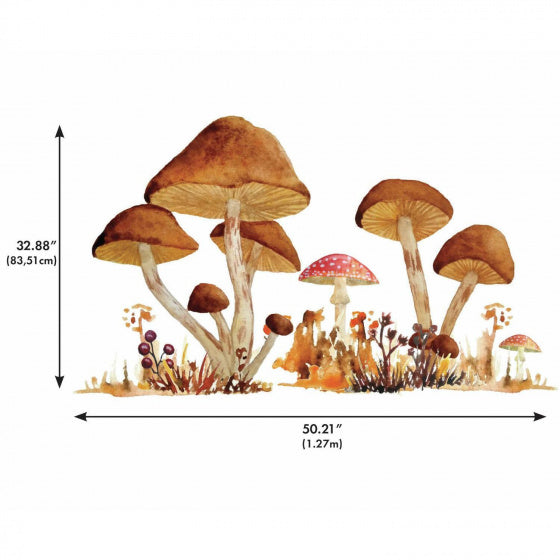 Mushroom Muursticker Junior 83,51 x 127 cm Bruin