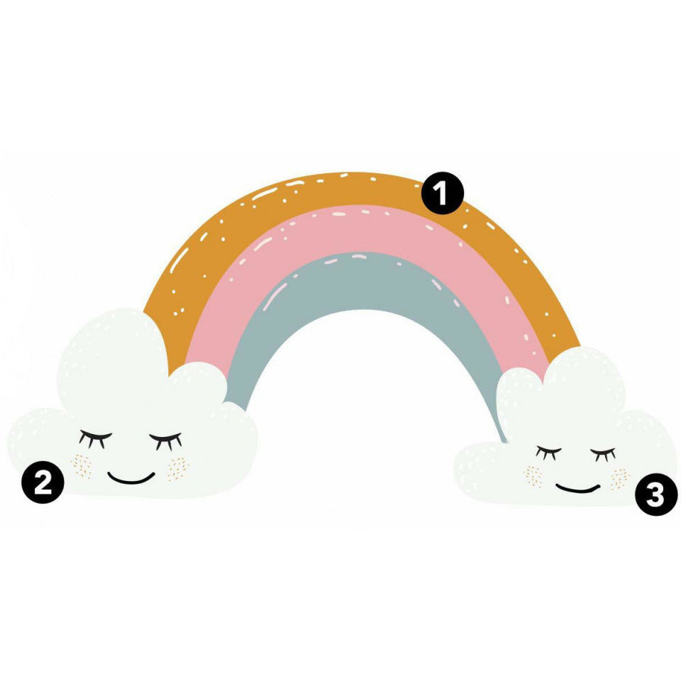 Regenboogharten muursticker 112 cm vinyl 47-Delig