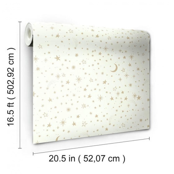 Zelfklevend Behang Twinkle Stars 52 x 500 cm Wit goud