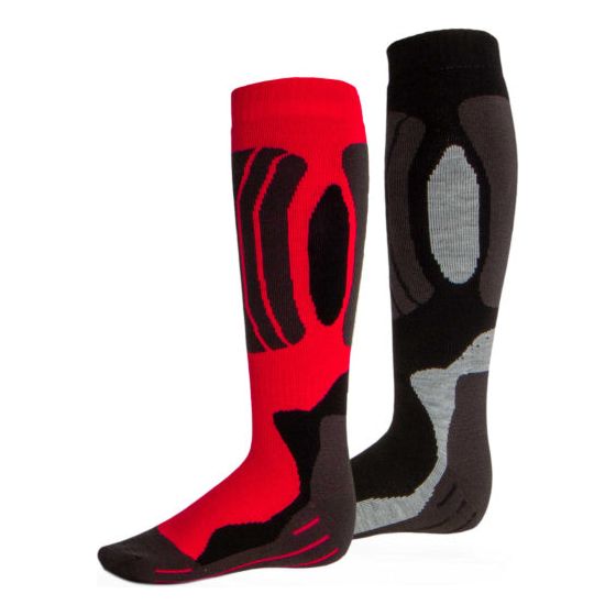 Rucanor Svindal skisokken 2-pack unisex zwart rood maat 39-42