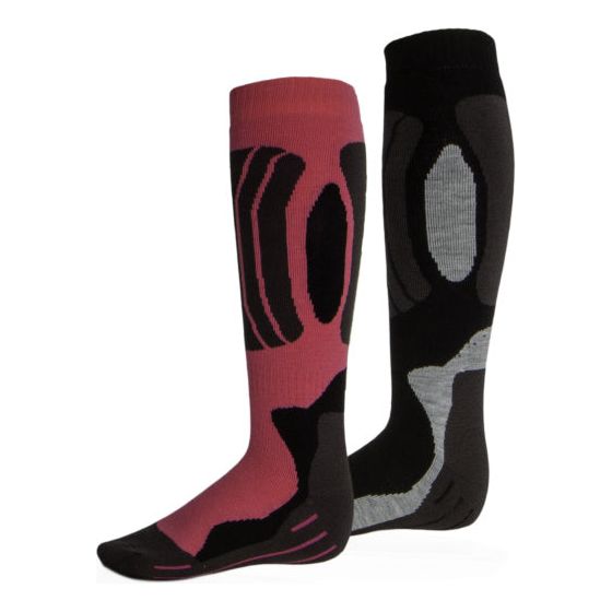 Svindal skisokken 2-pack unisex zwart roze maat 35-38