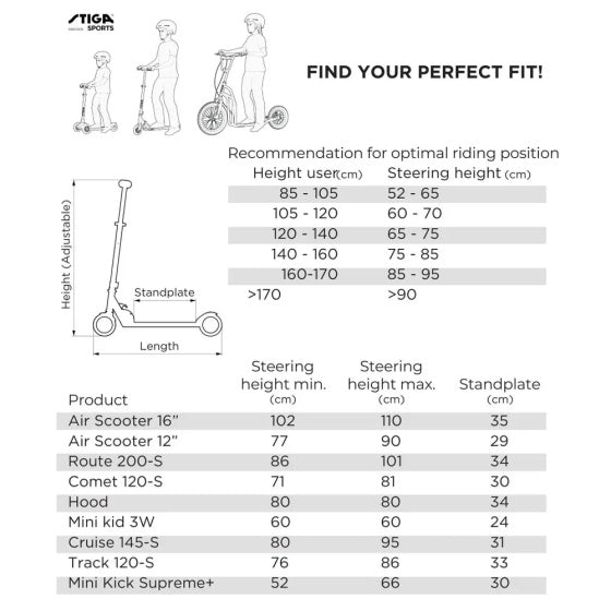 Stiga sports Air scooter 16 inch autoped step zilver