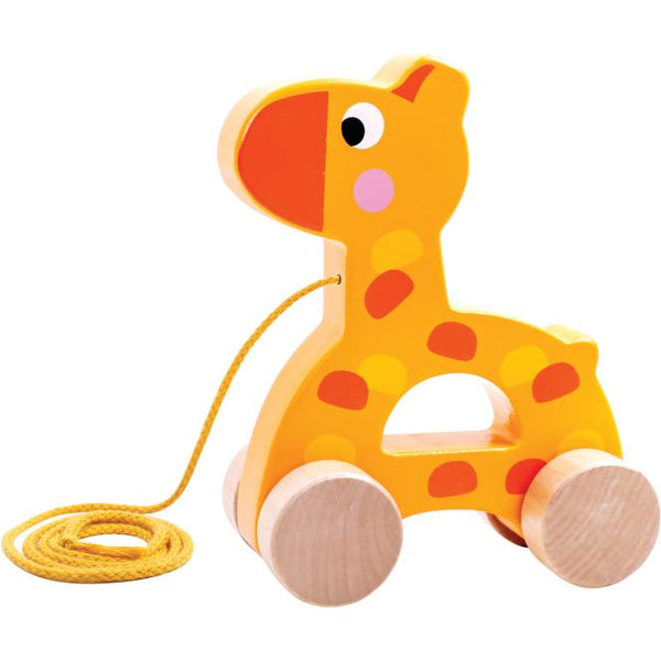 Giraffe Houten Trekfiguur 18 maanden Geel Oranje