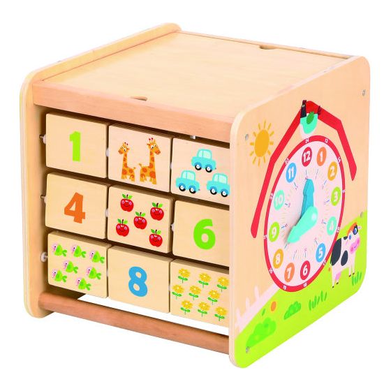 Houten Activiteitenkubus Boerderij 18 maanden 2-delig