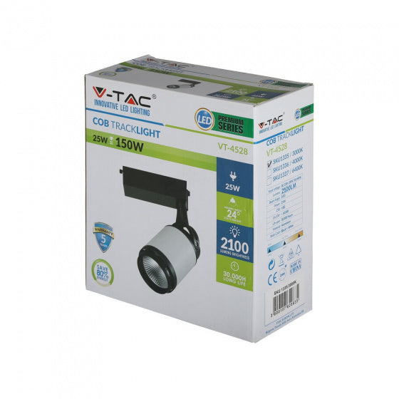 railspot VT-4528 led 25W 6000K 2100lm aluminium zwart