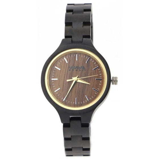 horloge Citizen Miyota dames 3,5 cm hout bruin zwart
